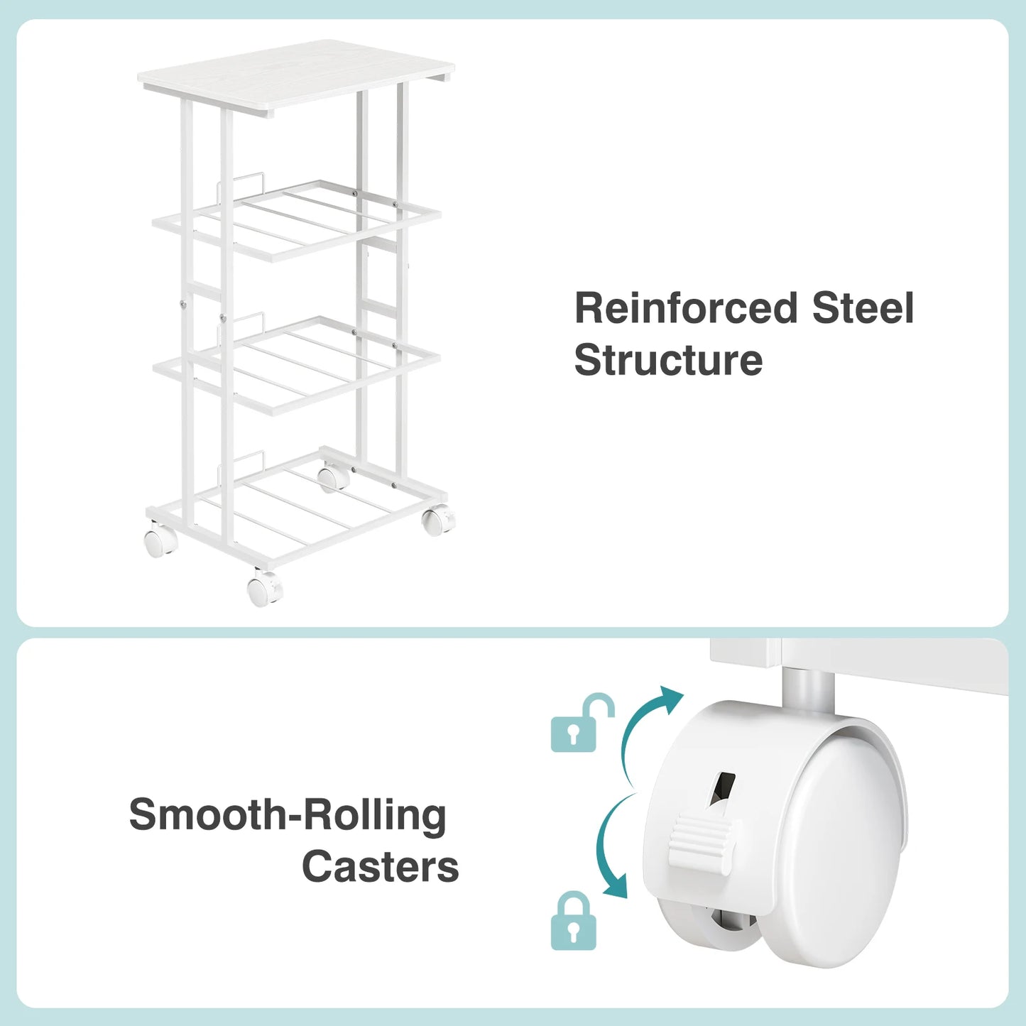 JHK 3 Drawer Dresser With Wheels Metal Frame Storage Cabinet For Closet Bedroom
