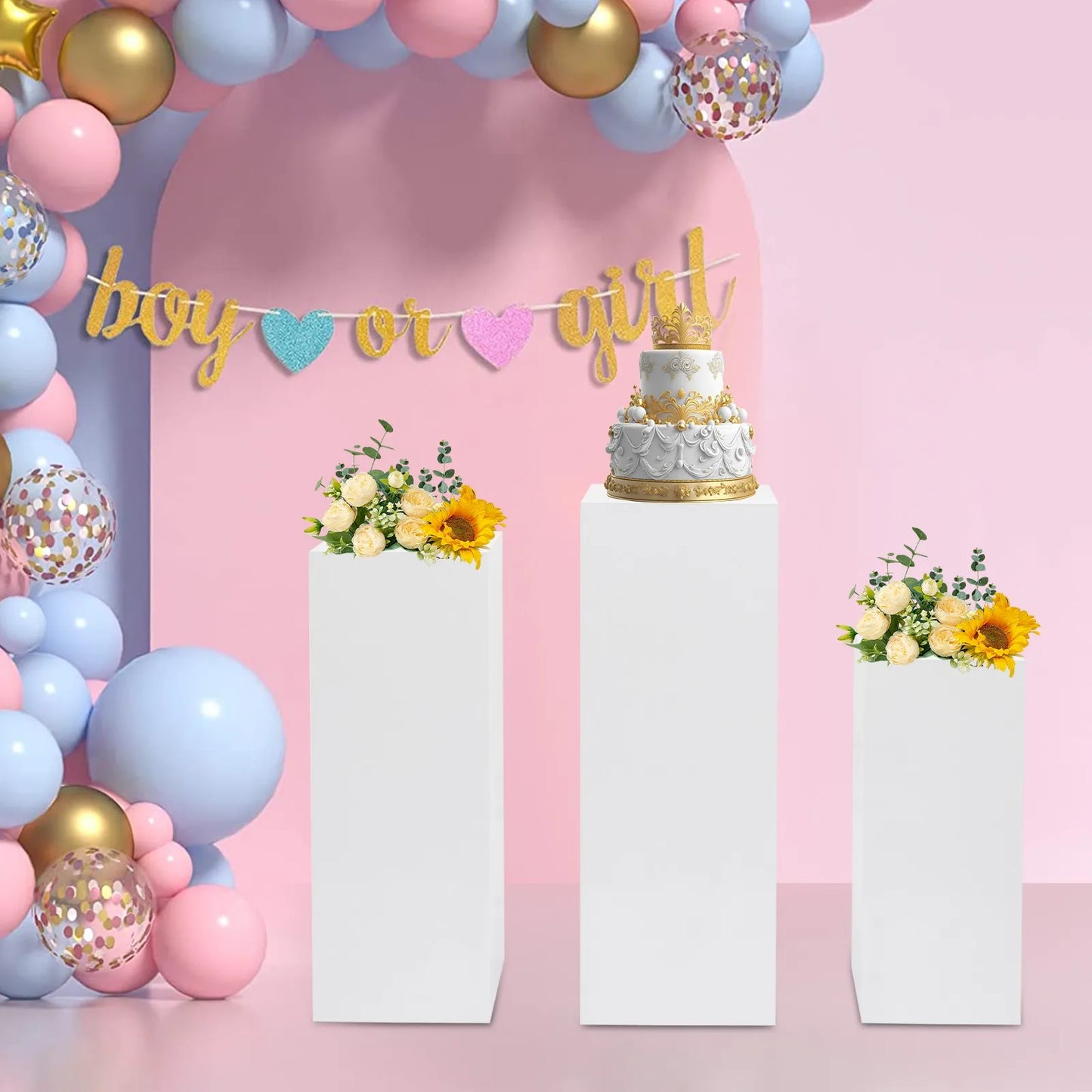 Three Piece Display Pedestal Stands For Weddings And Home Decor