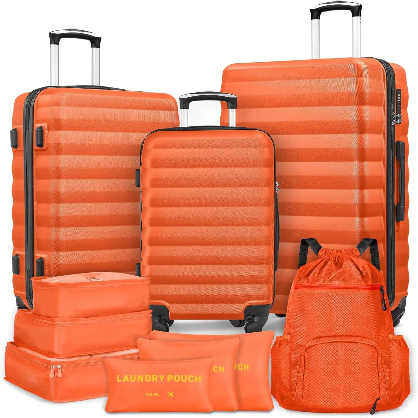 3 Piece ABS Hardside Luggage Set Spinner Wheels And Lock