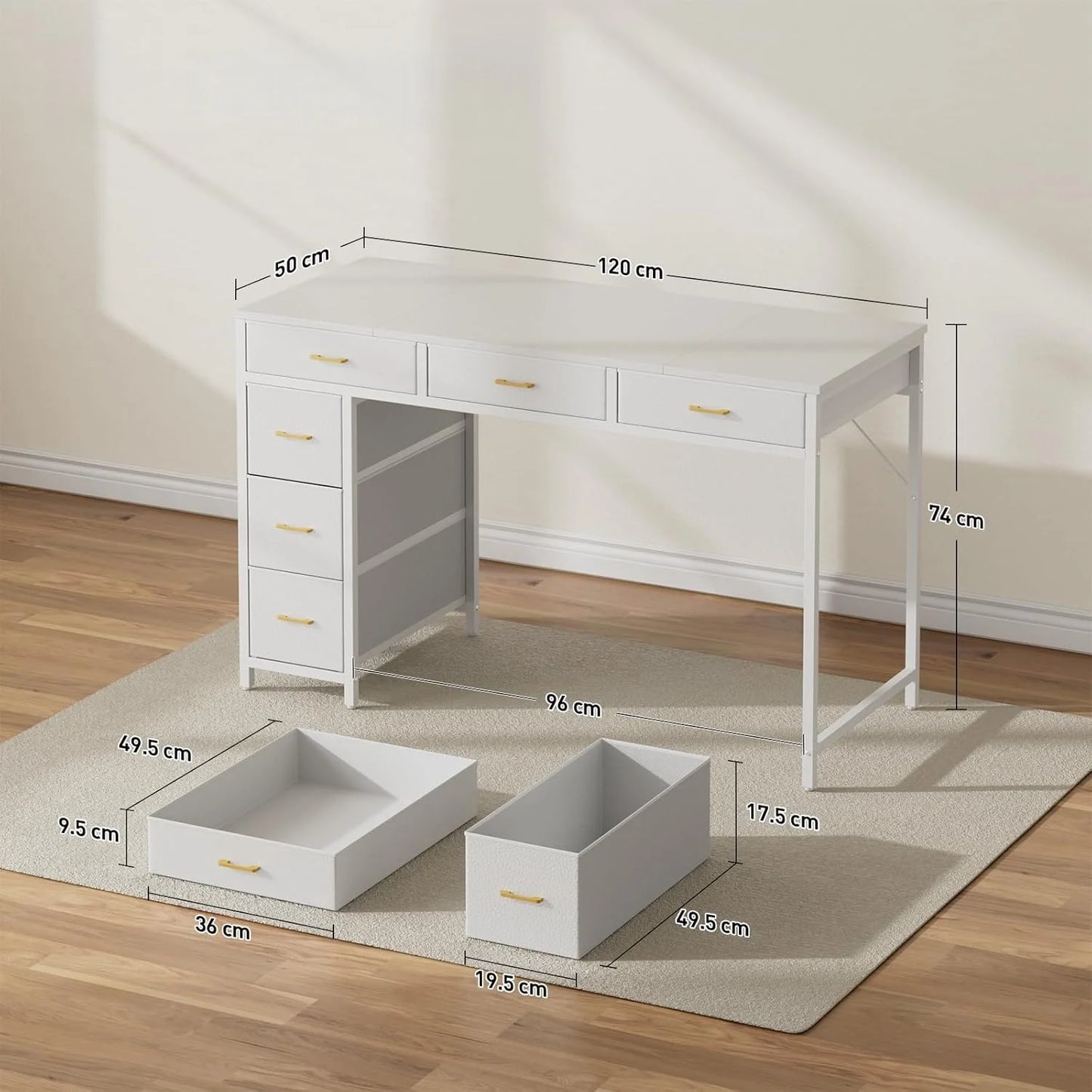 FRODROVIA Six Drawer Office Desk With Storage For Home Office