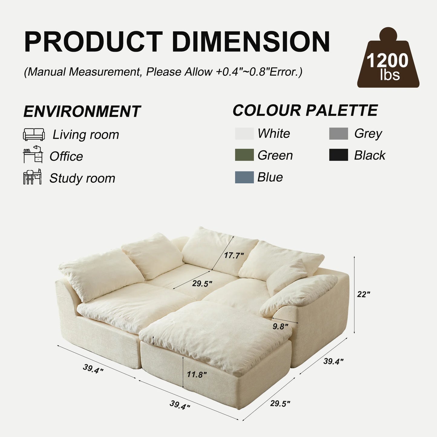 Yeflixvrau Modern Modular Sectional Sofa Cloud Couch Removable Cushions