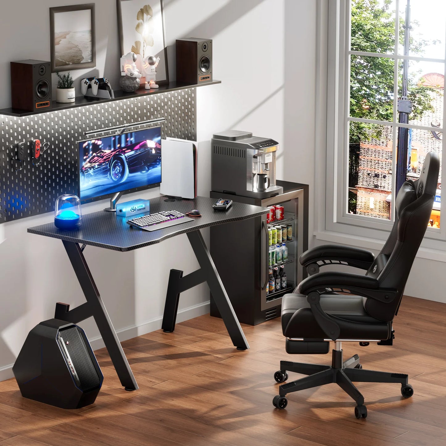 NEBMAAX A-Shaped Carbon Fiber Gaming Desk Ergonomic Workstation