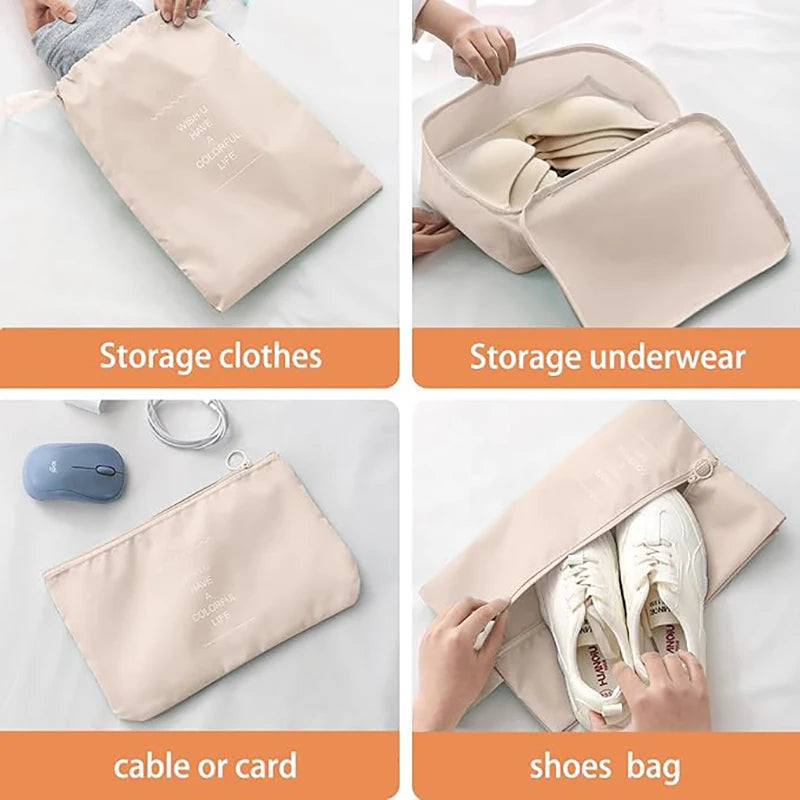 8-Piece Travel Packing Cubes Set Mesh Luggage Organizer Bags