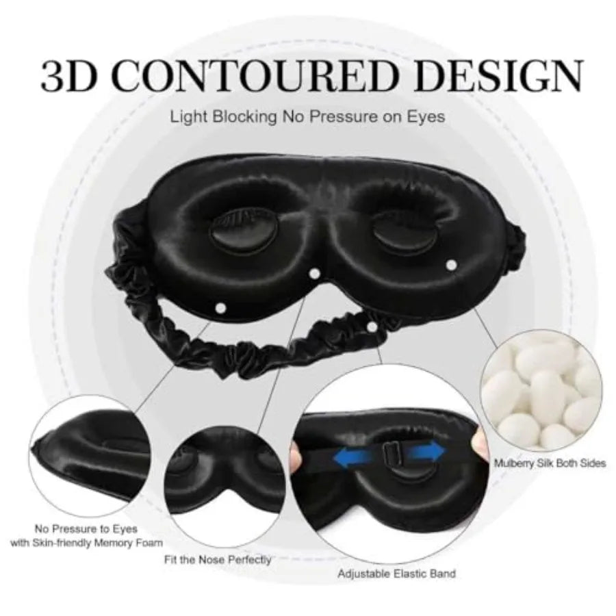 Adjustable 3D Contoured Silk Sleep Mask For Restful Sleep