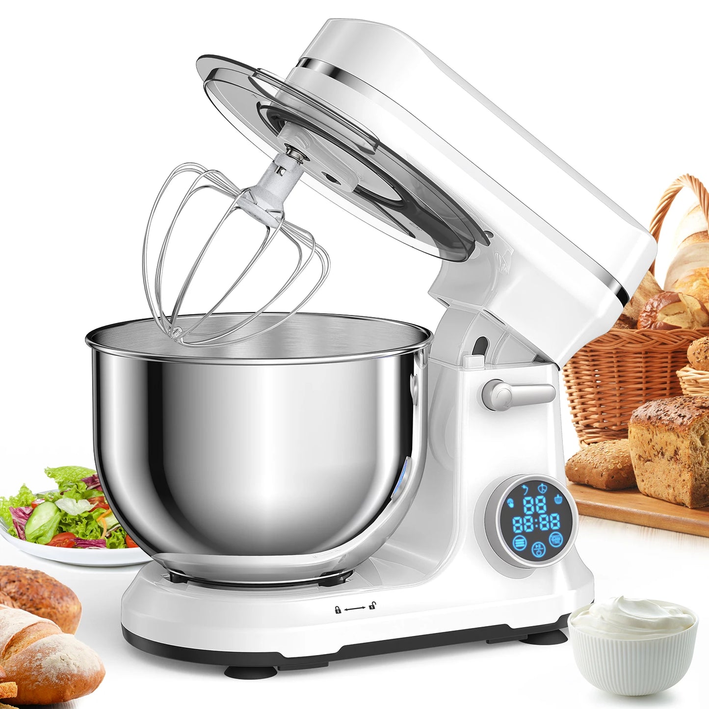 Biolomix 1200W Stand Mixer With 11 Speeds And OLED Screen