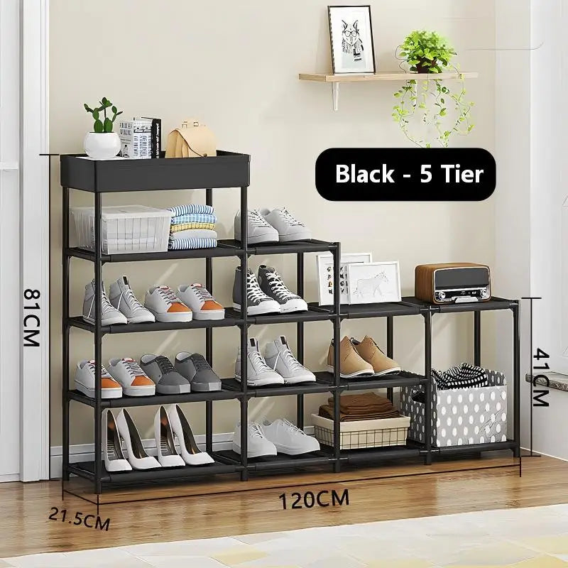 Adjustable Modular Metal Shoe Rack Organizer Multi Tier Free Standing Shelf
