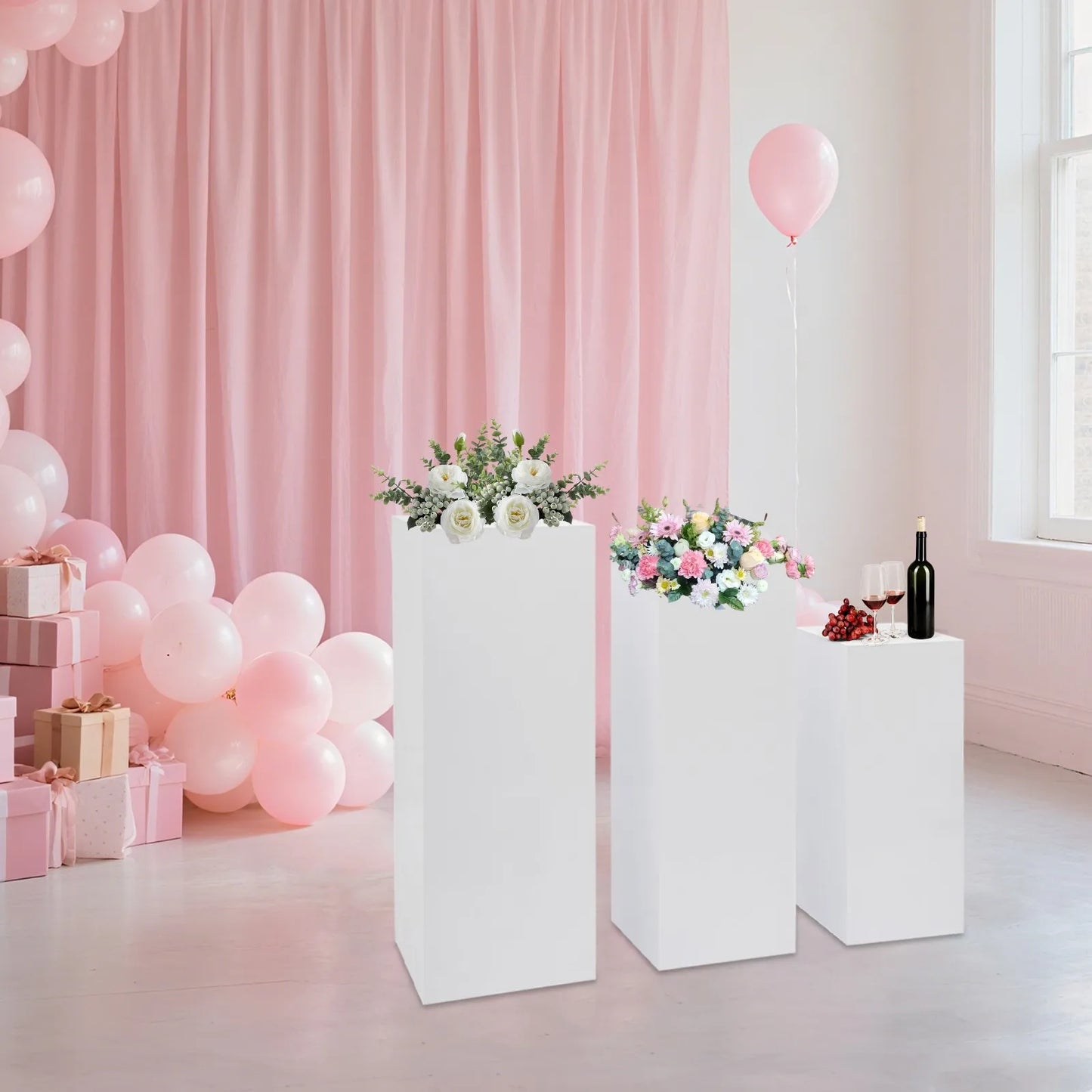 Three Piece Display Pedestal Stands For Weddings And Home Decor