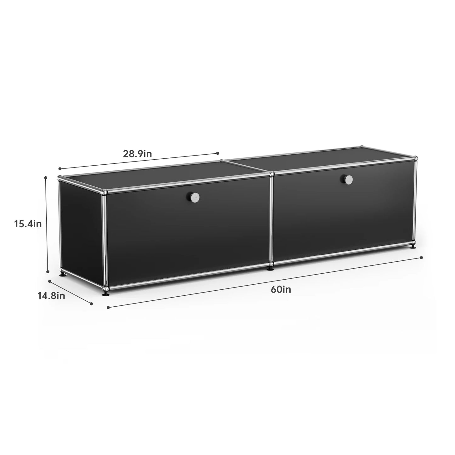 Living Room Storage Cabinet Sideboard Shelf Unit Stainless Steel Metal