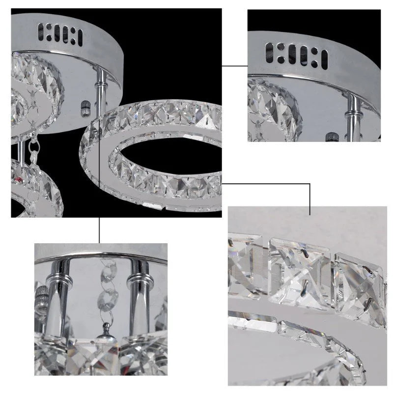 GreeLustr Modern Pendant Light LED Crystal Ring Ceiling Lamp