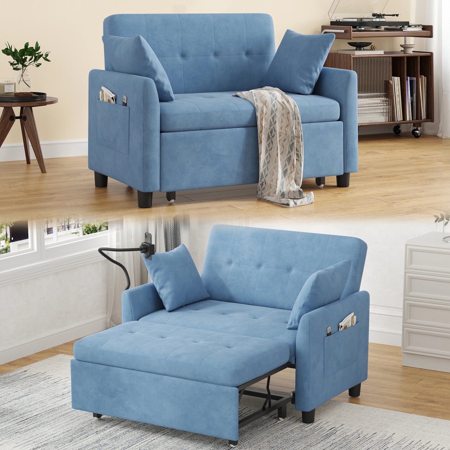 Someet Convertible Sleeper Chair Bed With USB Charging Port