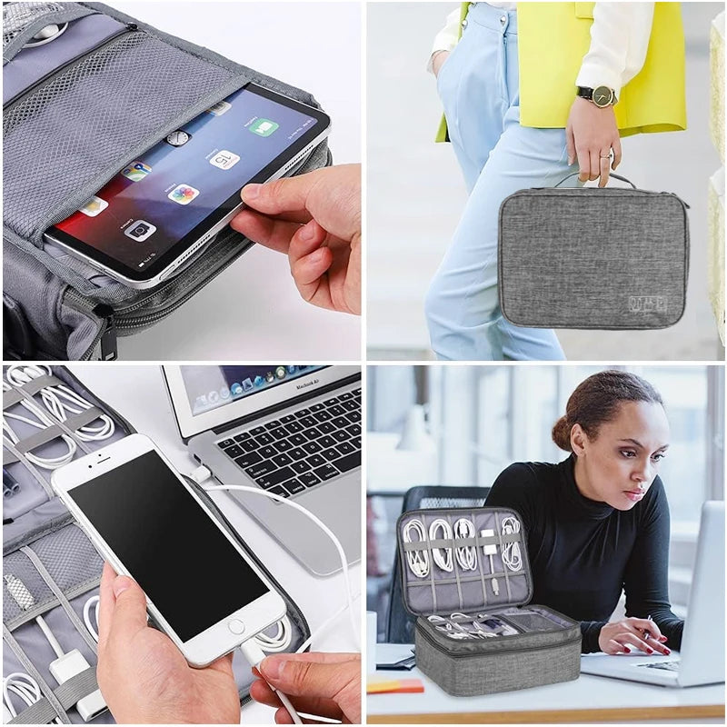 Travel Cable Storage Bag Portable Waterproof USB Cables Charger Organizer