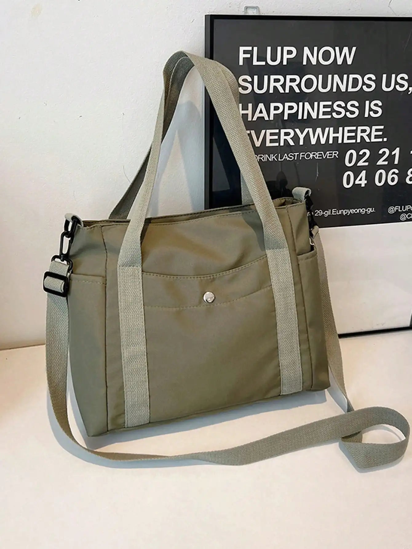 Women's Multi-Pocket Canvas Tote Bag With Large Capacity