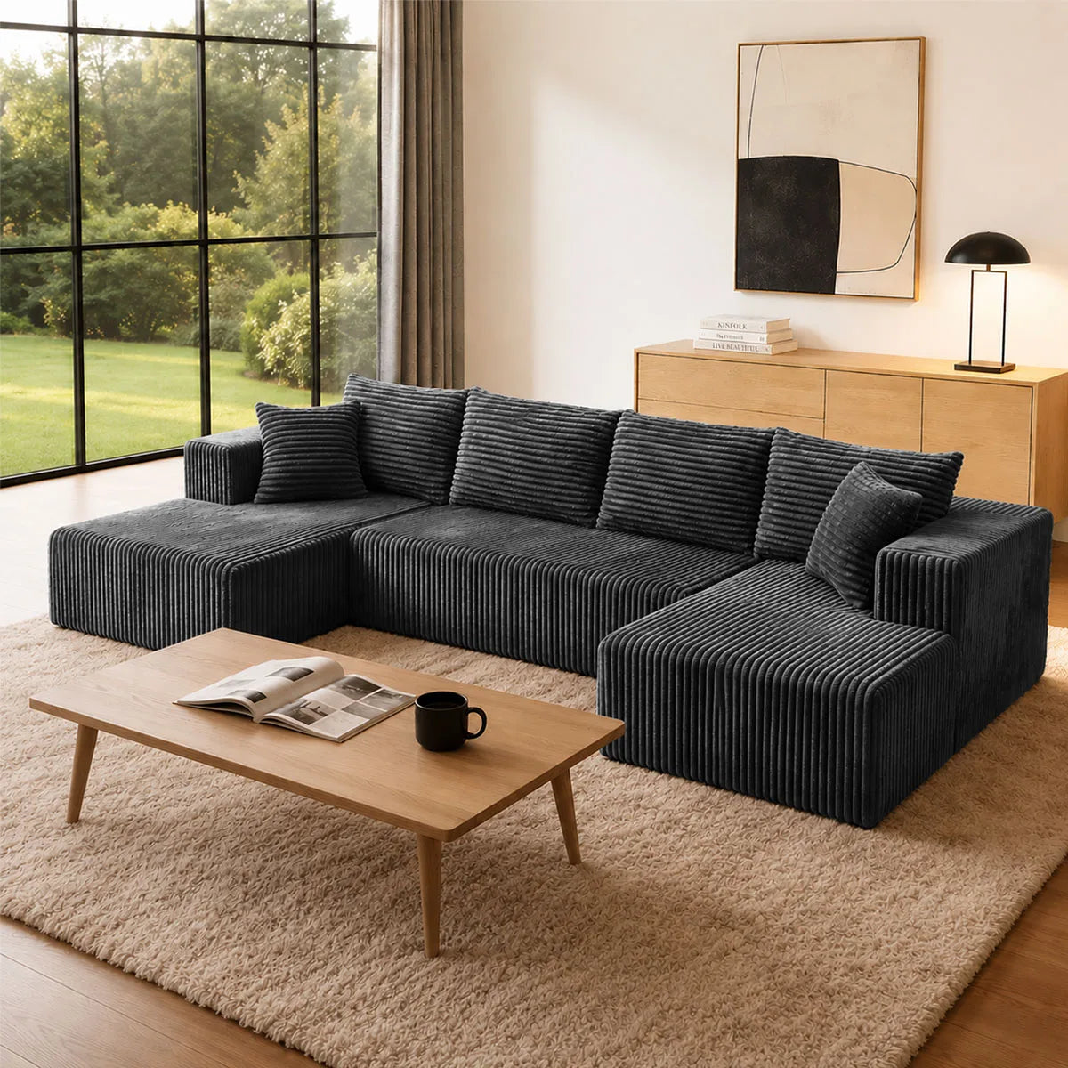 U Shaped Modular Sectional Sofa With Double Chaise Lounges