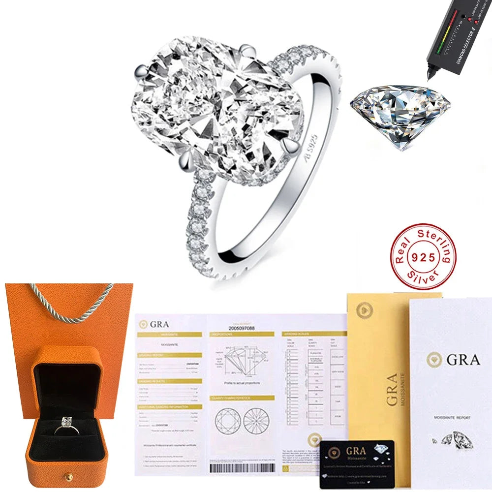 CBTB Sterling Silver Moissanite Ring 925 Women Wedding Jewelry