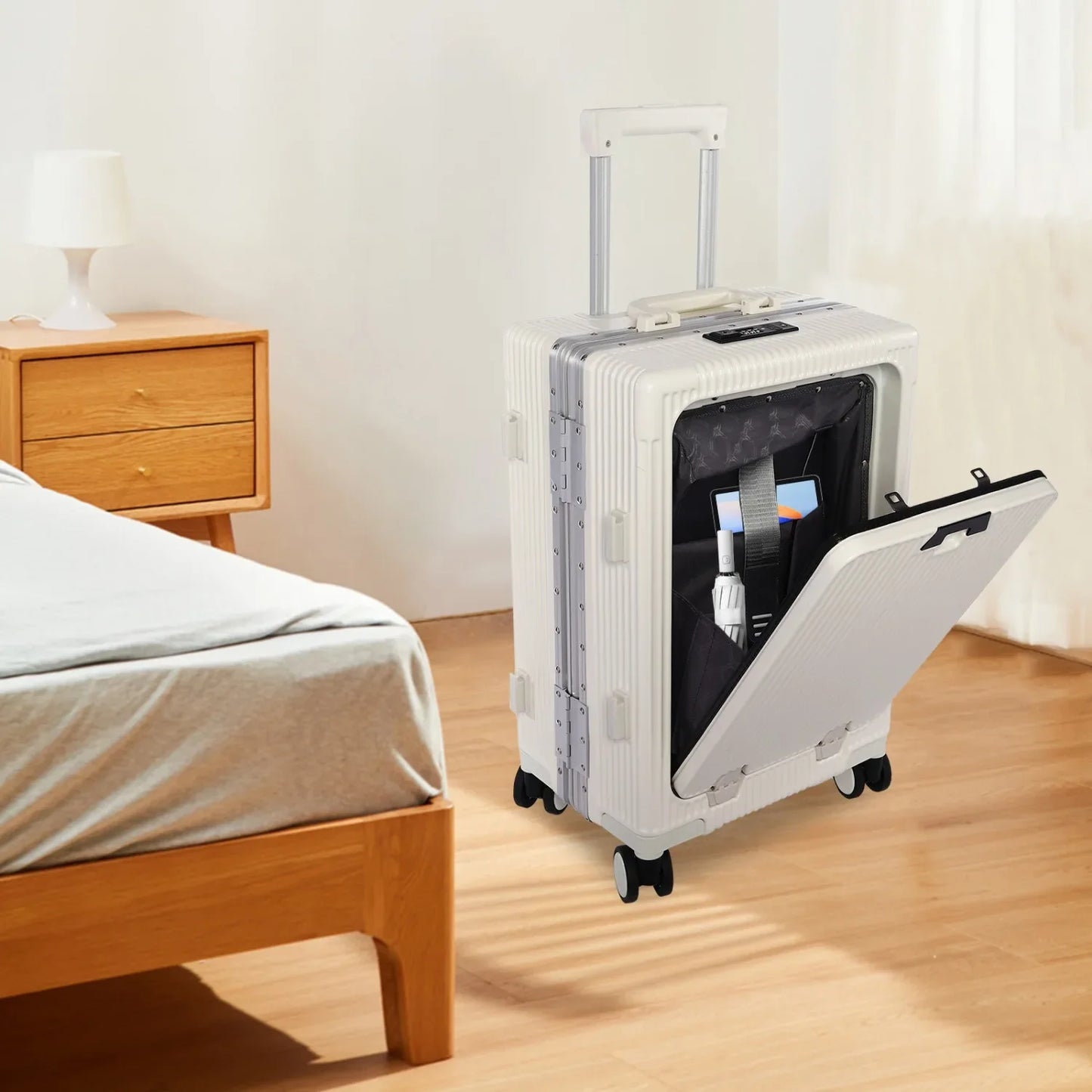 Portable Luggage Spinner Carry On With USB Charging Port