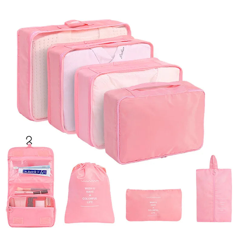 Polyester Travel Packing Cubes Luggage Storage Organizer Bags Set Portable