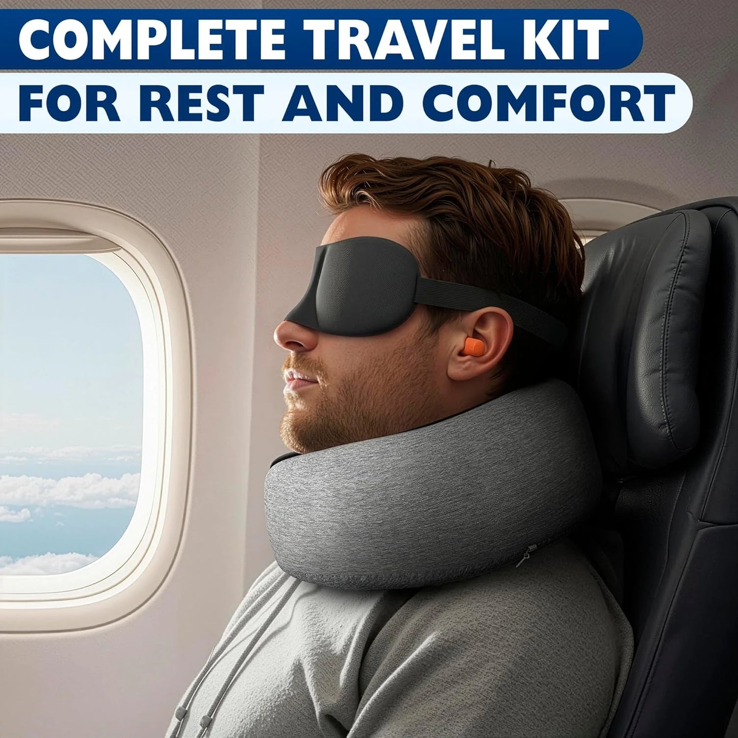 Travel Neck Pillow Memory Foam With Carry Bag For Airplanes