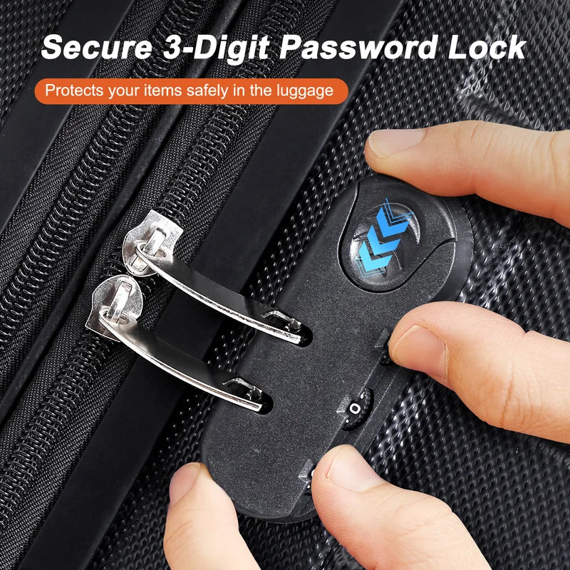 Expandable 3-Piece Luggage Set Hardshell ABS TSA Lock
