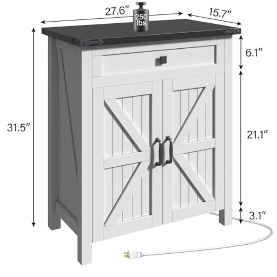 Farmhouse White MDF Fish Tank Stand With Power Outlets