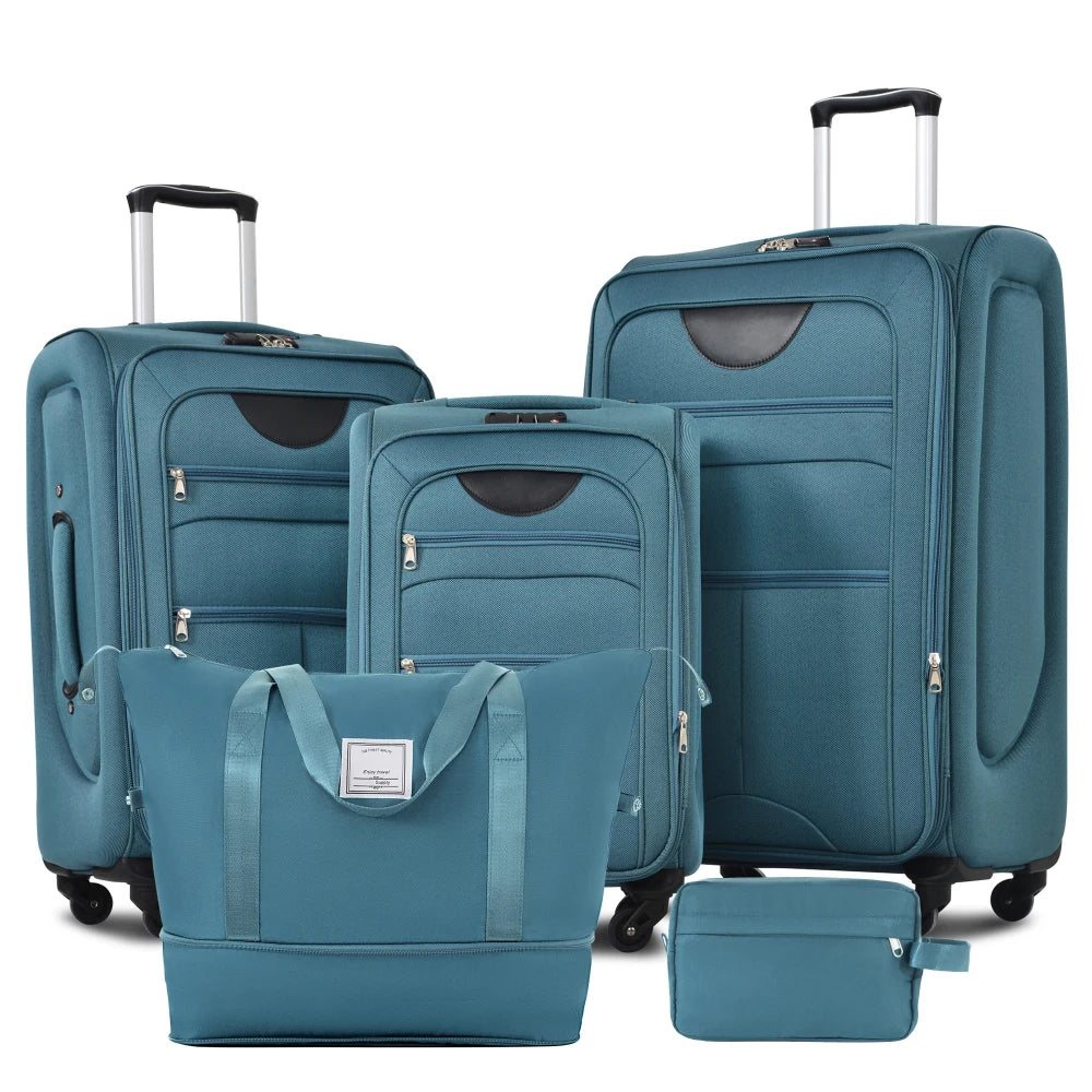 Expandable Soft Shell Luggage Set Polyester With TSA Locks