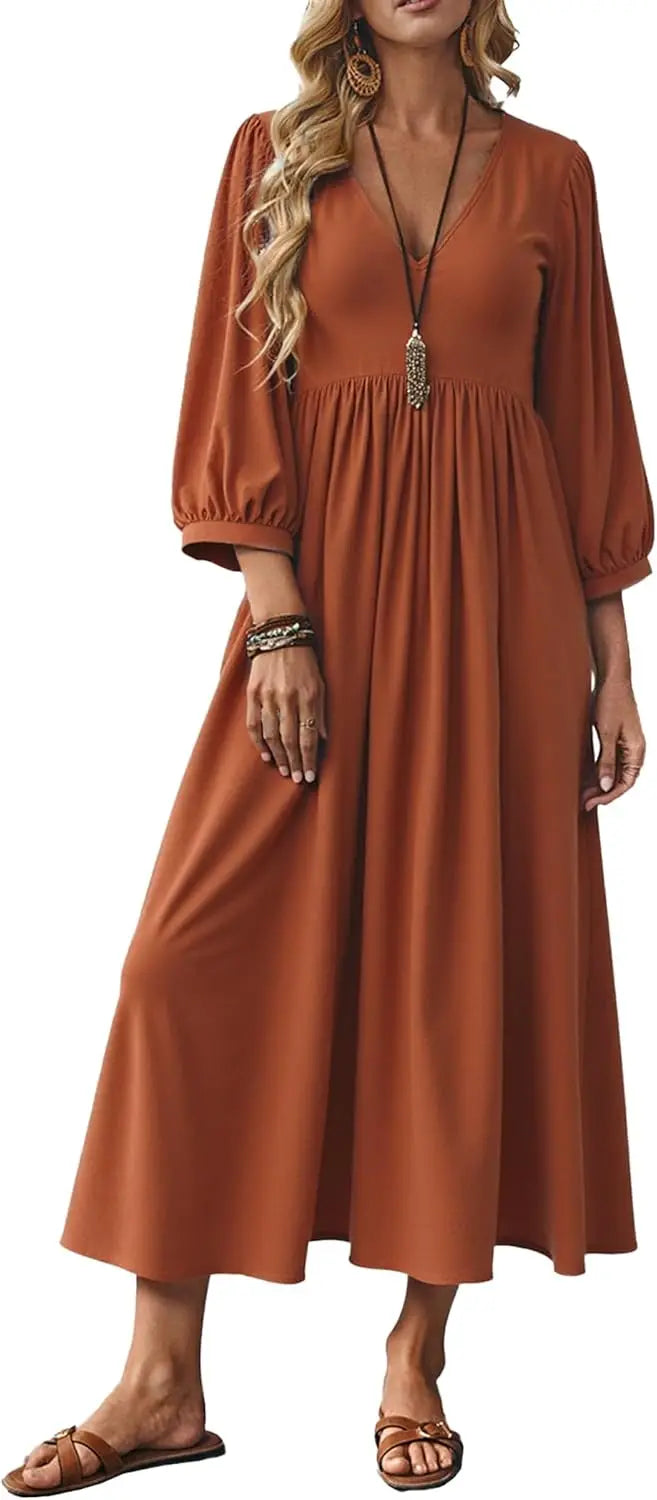 Cotton Caftan Maxi Dress Loose Fit For Autumn Casual