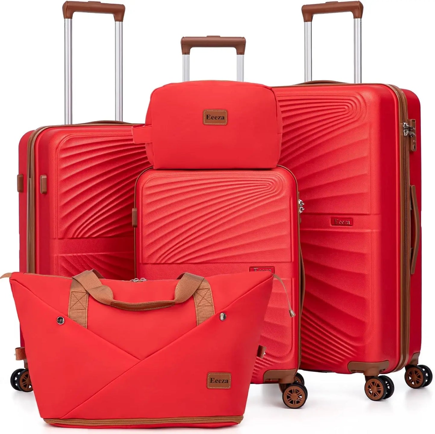 5 Piece ABS Luggage Set With Spinner Wheels TSA Lock