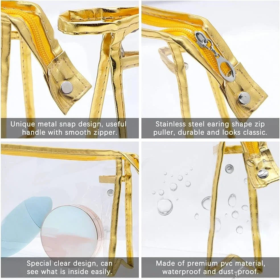 Transparent PVC Pencil Case Pouches Set Waterproof Travel Makeup Bag
