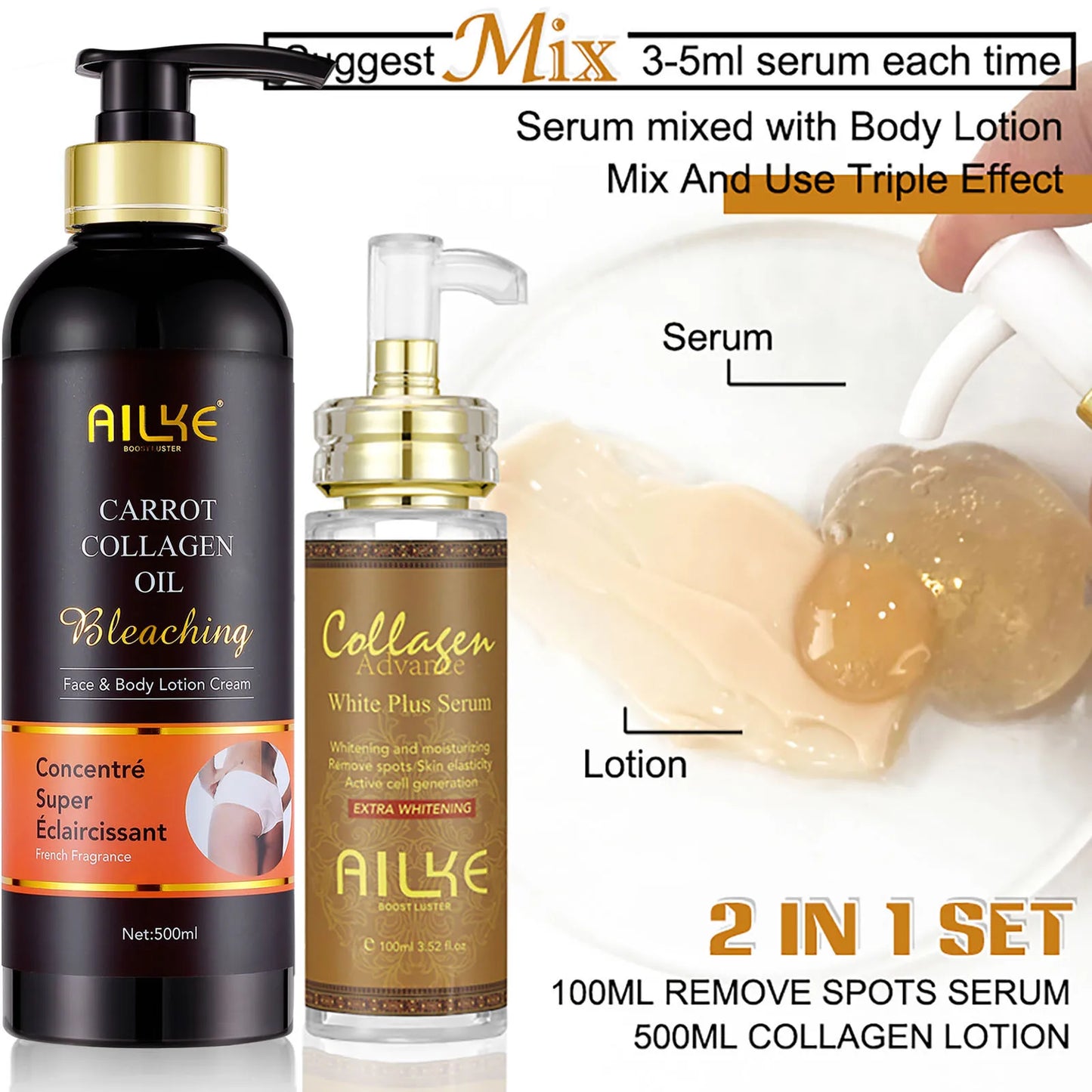 AILKE Skin Whitening Serum For Face And Body With Collagen
