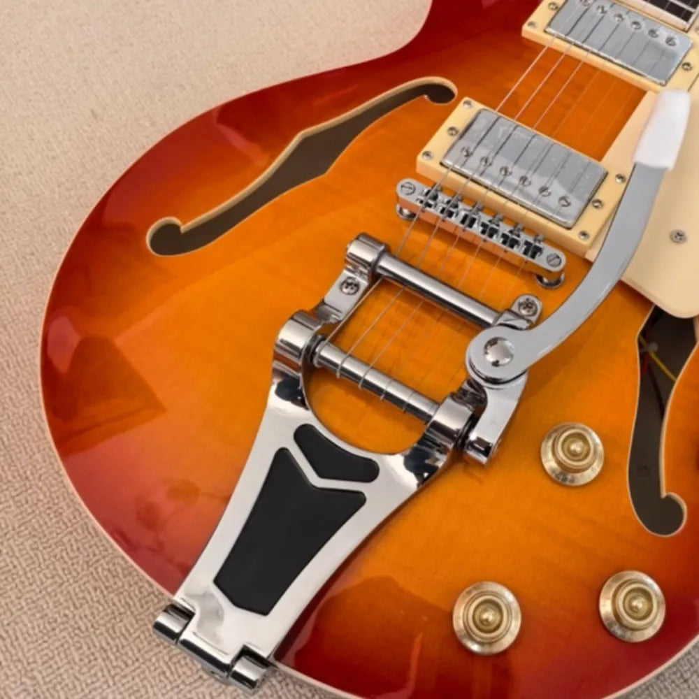 OUCEY 6-String Semi Hollow Maple Guitar with Bigsby Tremolo