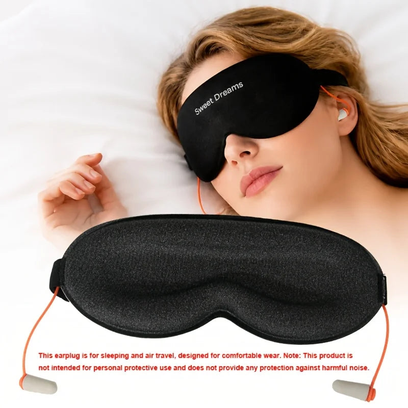 3D Contoured Sleep Mask With Earplugs For Travel Home Office