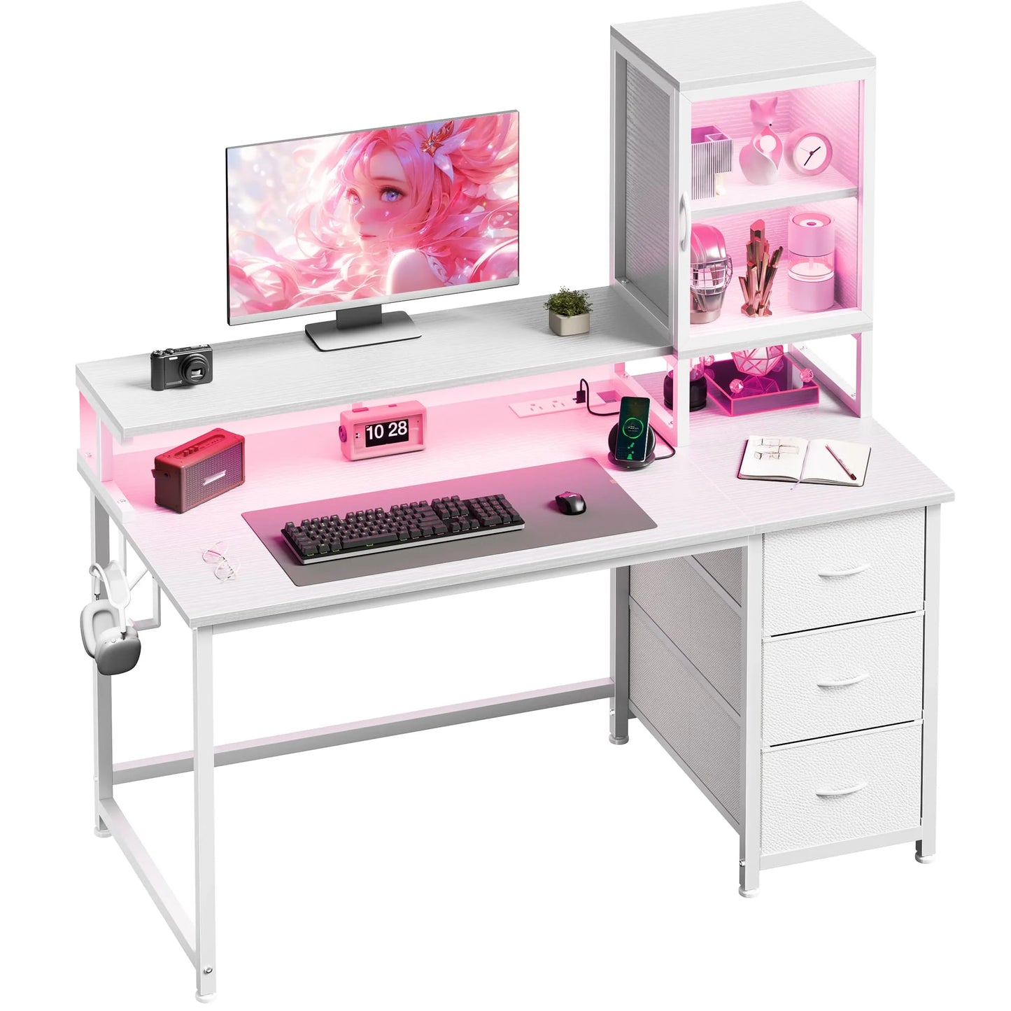 EnHomee Multifunctional Modern Desk With Storage And USB Outlet