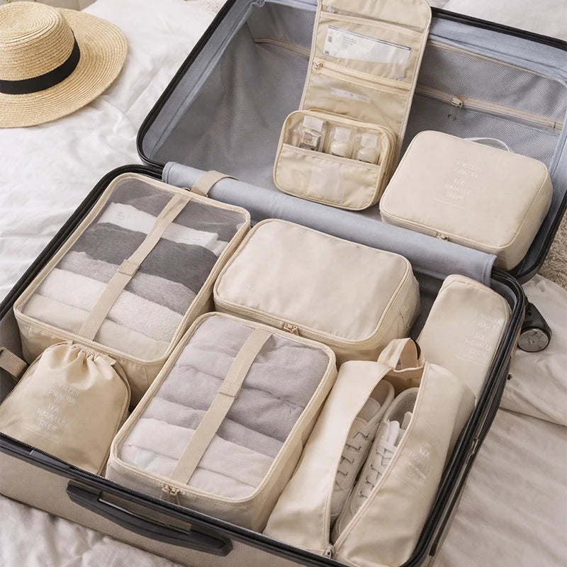 Polyester Travel Packing Cubes Luggage Storage Organizer Bags Set Portable