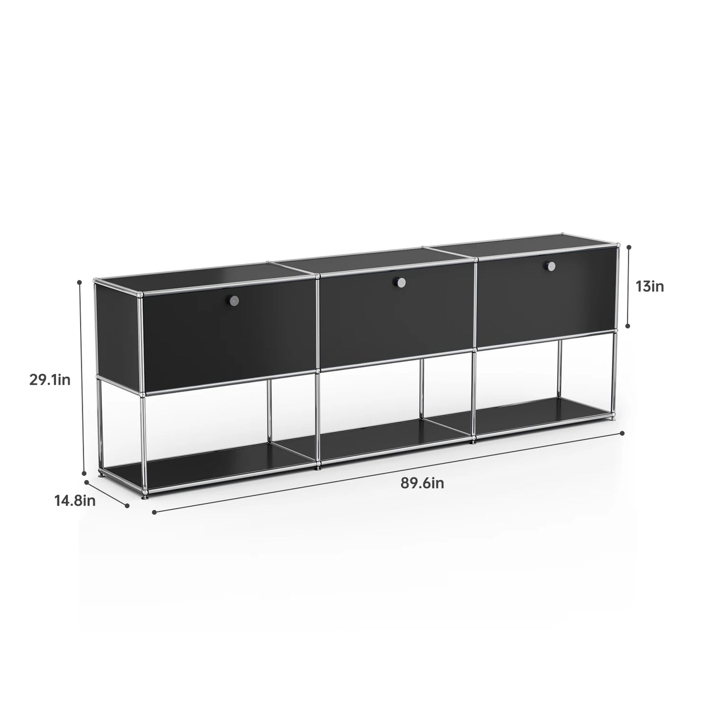 Living Room Storage Cabinet Sideboard Shelf Unit Stainless Steel Metal