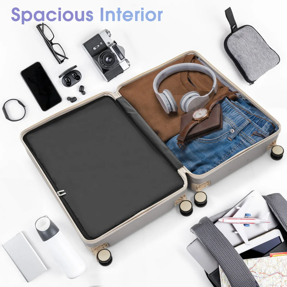 Lightweight ABS Luggage Set 3 Piece With Spinner Wheels and TSA Lock
