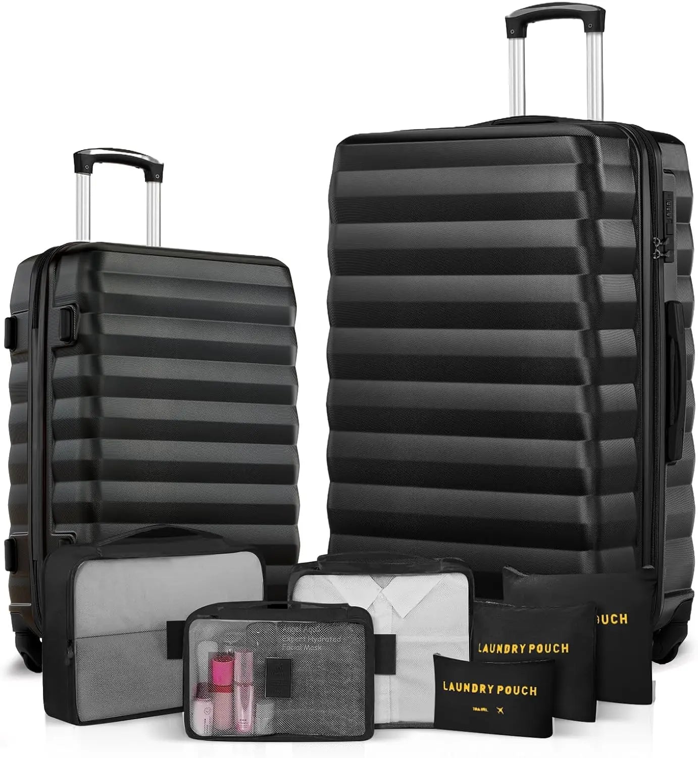 3 Piece ABS Hardside Luggage Set Spinner Wheels And Lock