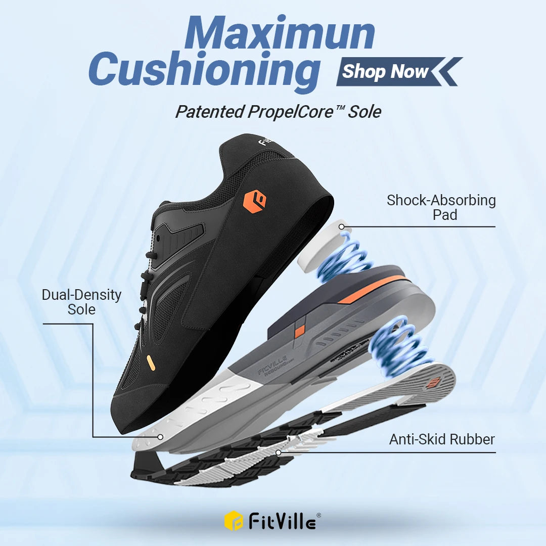 Fittington Mens Extra Wide Walking Shoes Non Slip Flat Feet