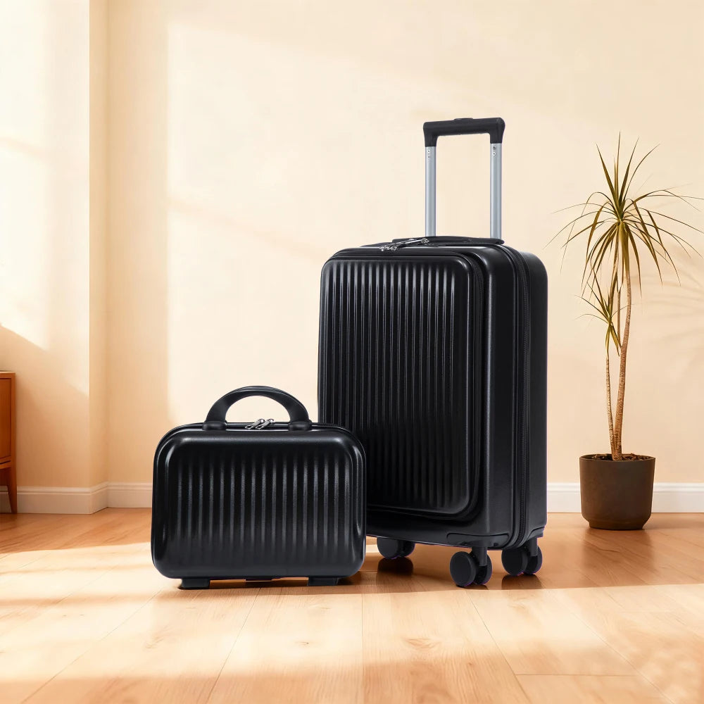 ABS Spinner Wheel Luggage With Combination Lock Front Opening Design
