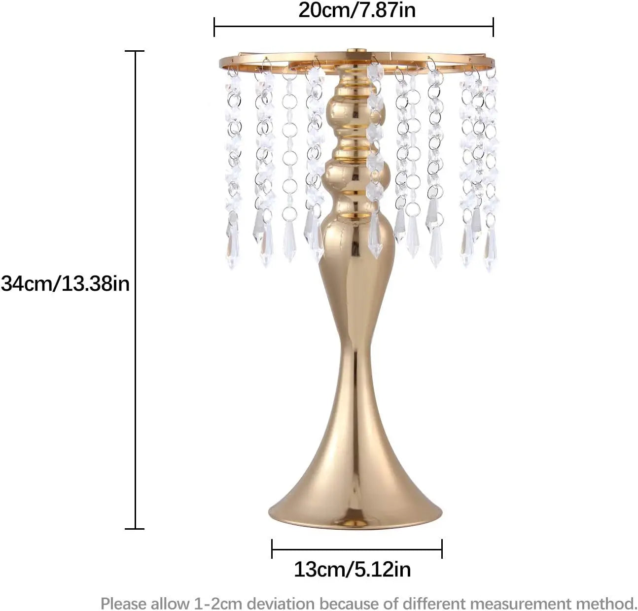 VINCIGANT 8 Pcs Gold Metal Flower Stands With Crystal Beads