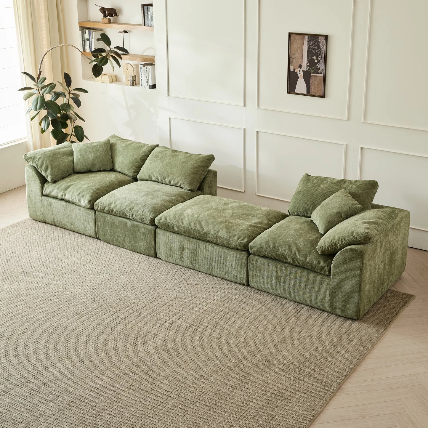 Yeflixvrau Modern Cloud L Shaped Sofa Modular Sectional With Ottoman