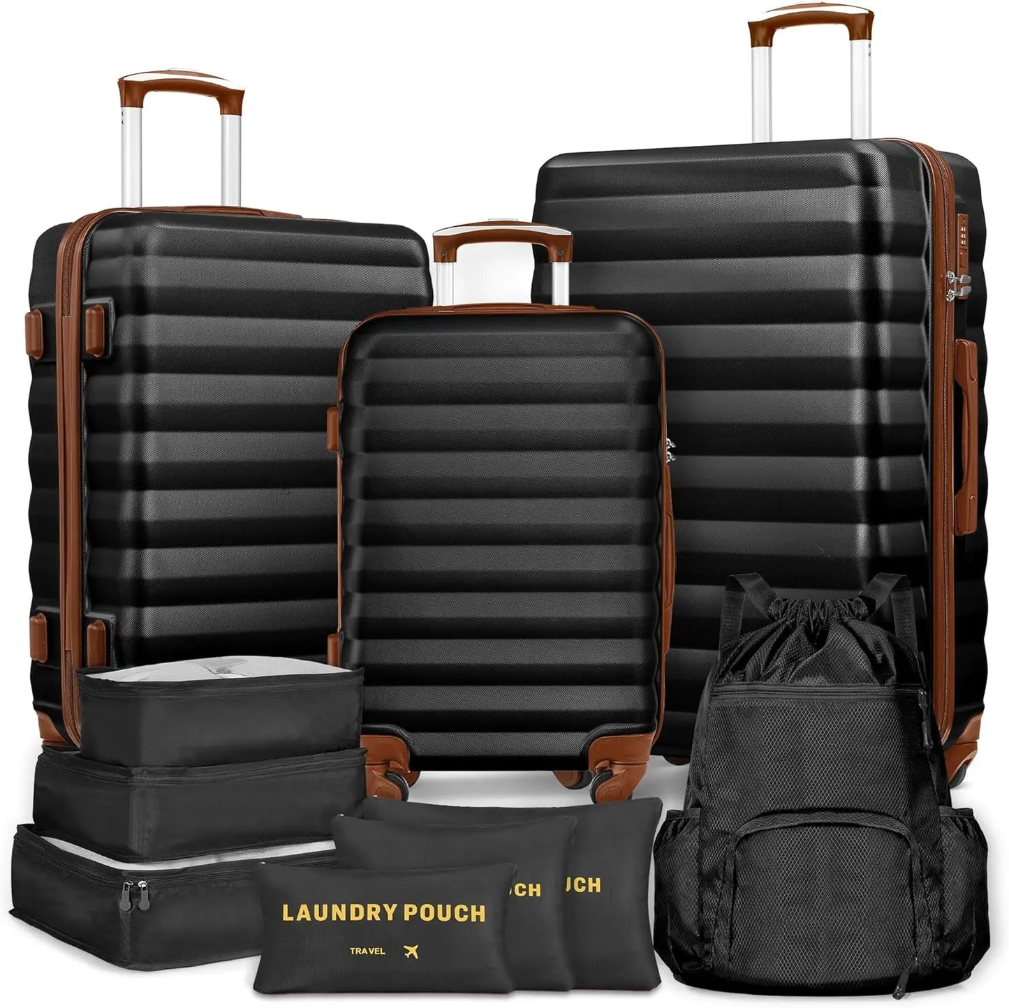 3 Piece ABS Hardside Luggage Set Spinner Wheels And Lock