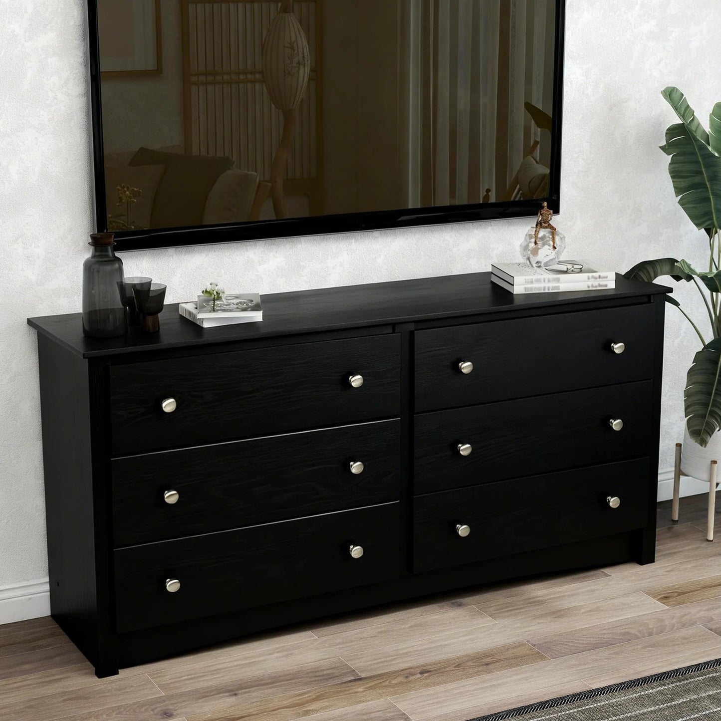 JHK Modern Wood Dresser Cabinet With Six Drawers Living Room