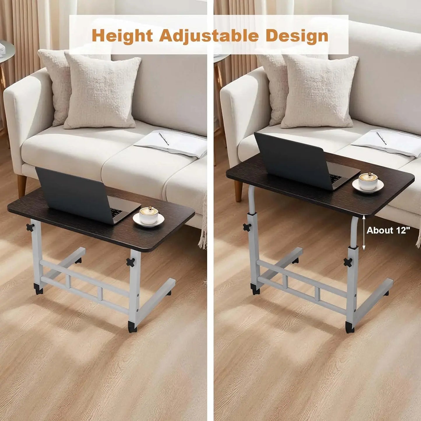 Mobile Adjustable Standing Desk With Wheels For Home Office
