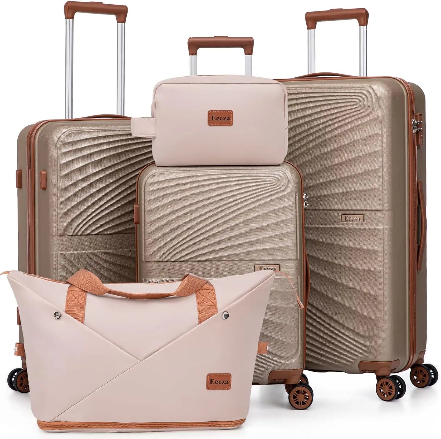 5 Piece ABS Luggage Set With Spinner Wheels TSA Lock