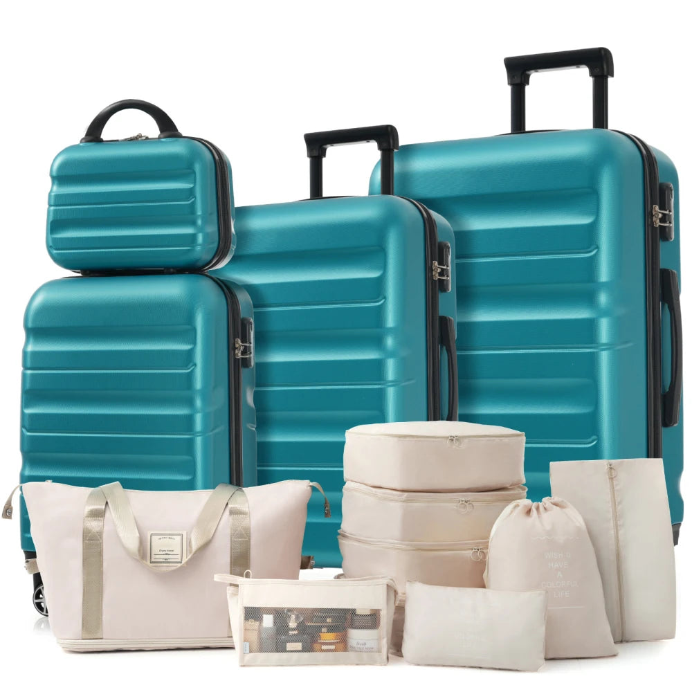 Hardshell ABS Luggage Set With Spinner Wheels Durable Travel Cases