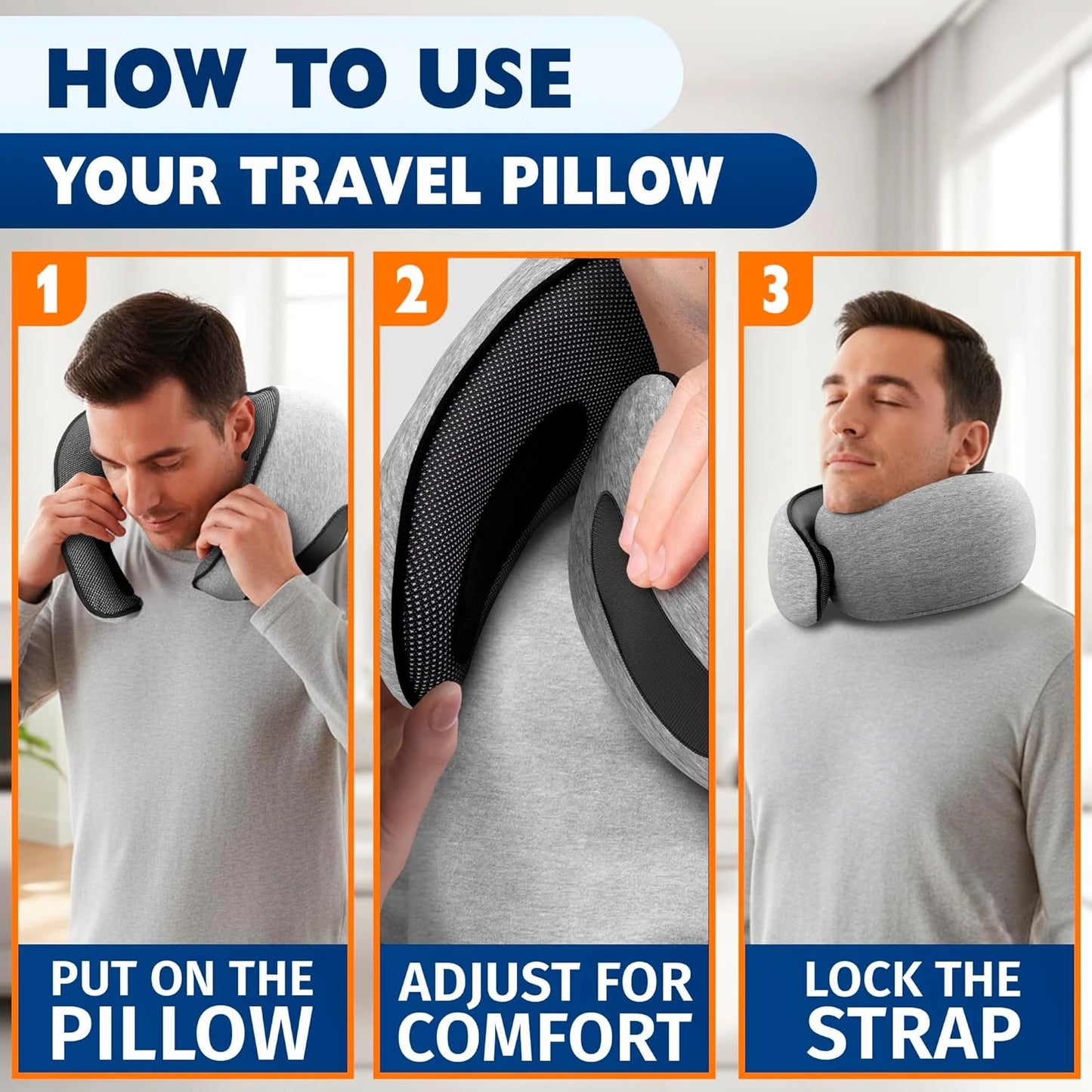 Travel Neck Pillow Memory Foam With Carry Bag For Airplanes