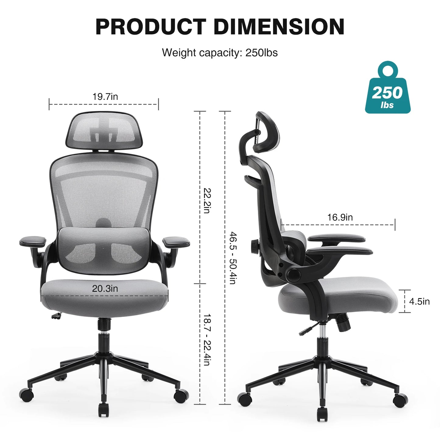 JHK Ergonomic Mesh Lumbar Support Office Chair With Adjustable Tilt