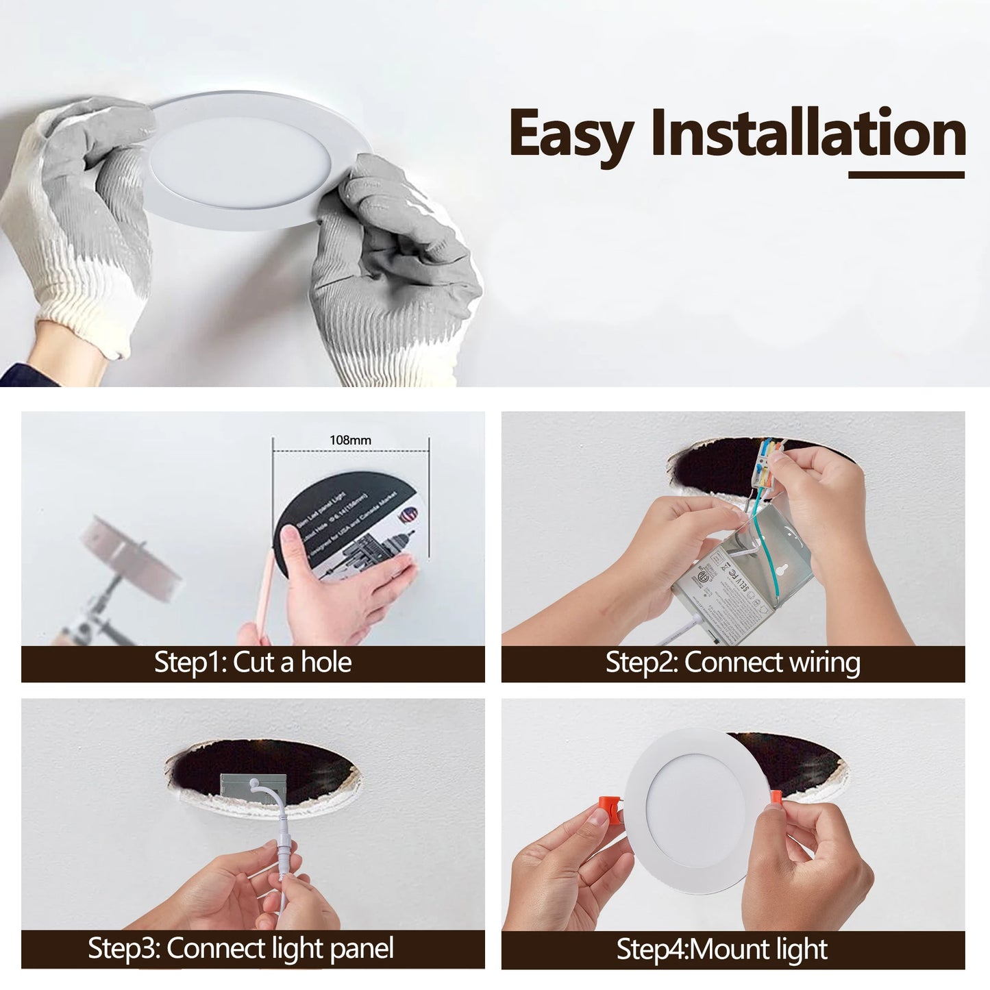 ARLGSITE 12-Piece Shell-Less LED Ceiling Lights Dimmable Downlights 3000K-5000K