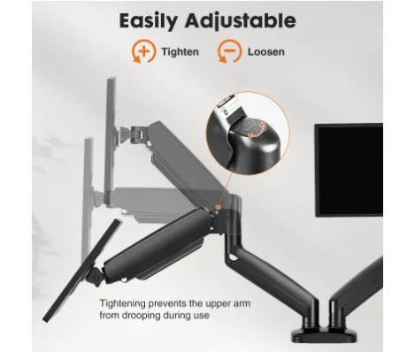 Dual Monitor Gas Spring Arm Stand With Adjustable Height Swivel VESA