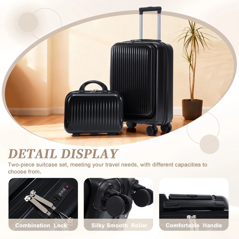 ABS Spinner Wheel Luggage With Combination Lock Front Opening Design