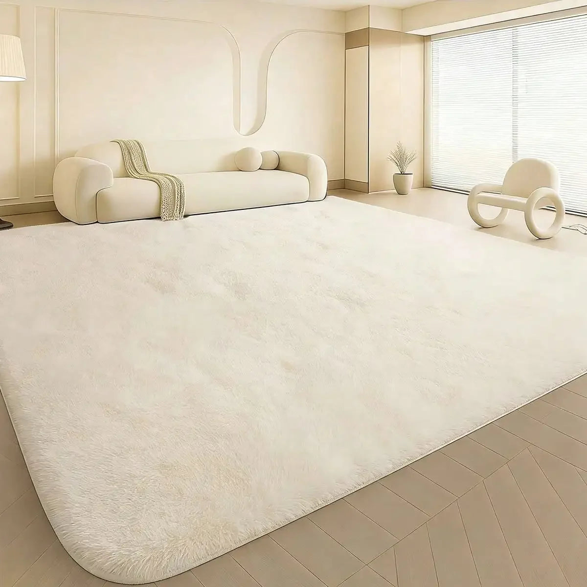 Plush Long Pile Carpet Rug Soft Non Slip Living Rooms